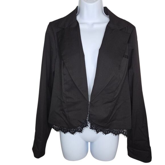 Torrid Vintage Women's Lace Trim Black Blazer Jacket Size 1 1x - Picture 1 of 5